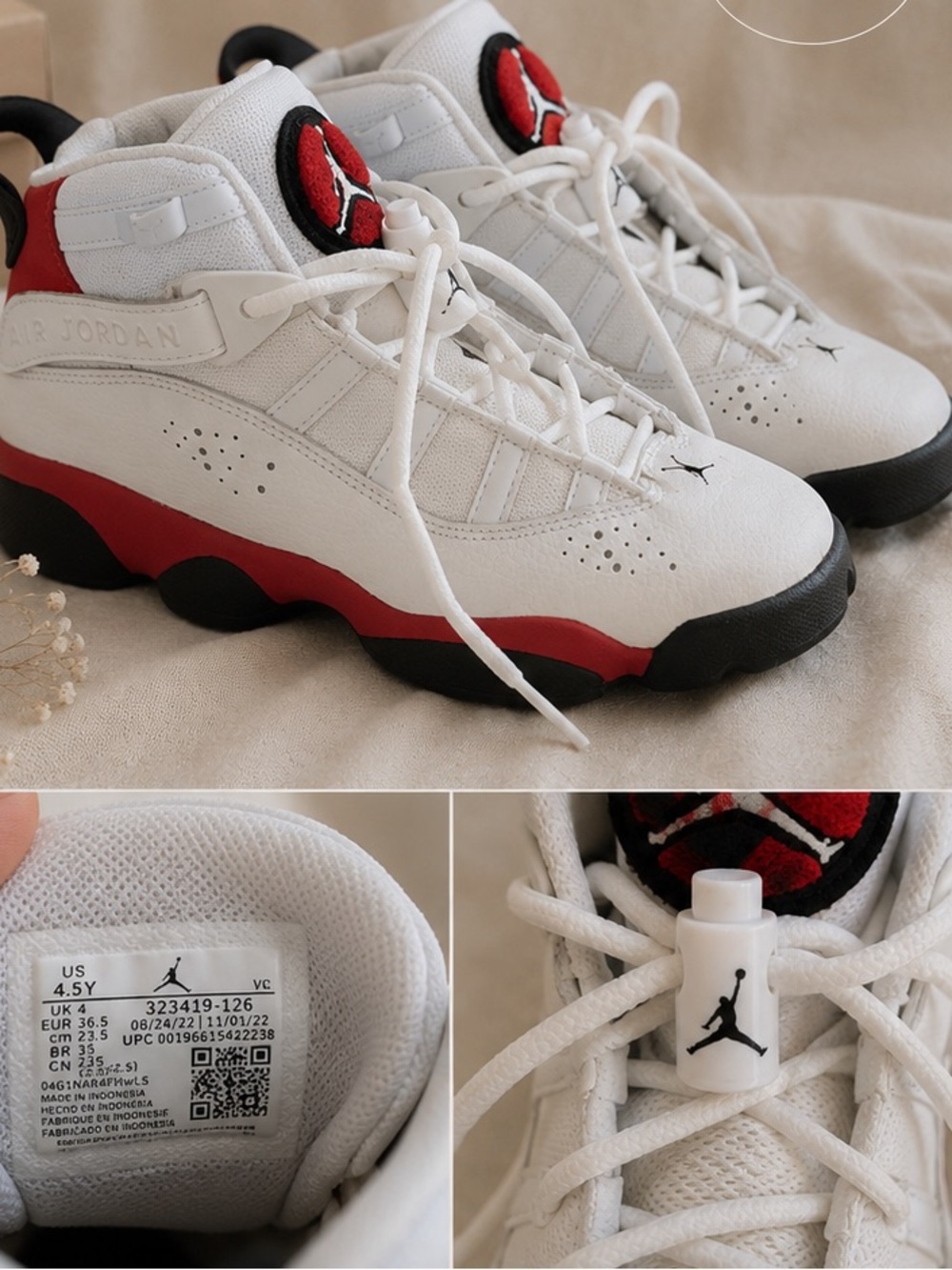 Nike Jordan 6 Rings sneakers in white, black, and university red - Picture 1 of 1